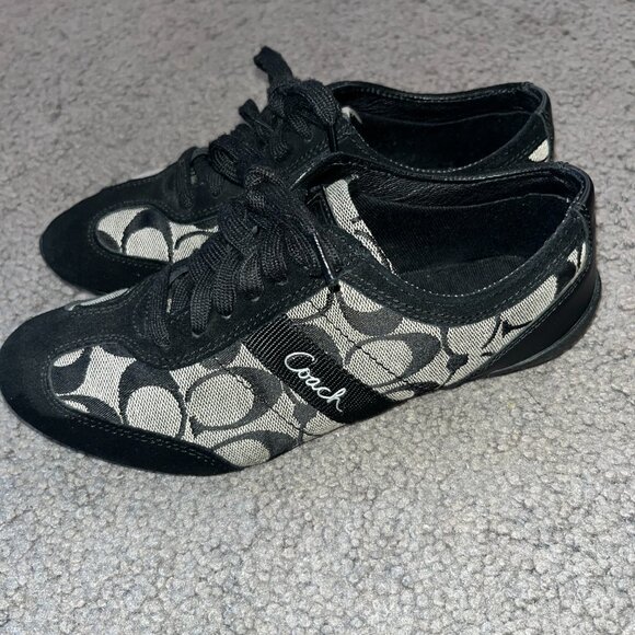 COACH BAYLEE SIGNATURE LOGO BLACK & WHITE SNEAKERINAS - BALLET FLAT SNEAKERS -6M - Picture 2 of 9